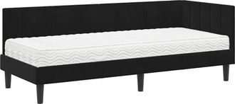 vidaXL Corner Bed Frame with Mattress Black 80 x 200 cm Velvet vidaXL