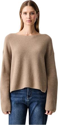 Marc O'Polo Maglione a coste con scollo a barchetta - - Knitwear - Donna - Beige - M