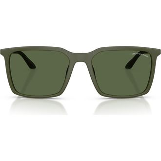 A|X Armani Exchange 55mm Square Sunglasses in Matte Green /Dark Green at Nordstrom