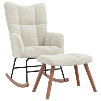 vidaXL Vidaxl - Silla Mecedora Con Reposapi&eacute;s Terciopelo Crema