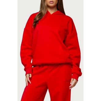Edikted Basic Girl Oversize Hoodie in Red at Nordstrom, Size X-Small