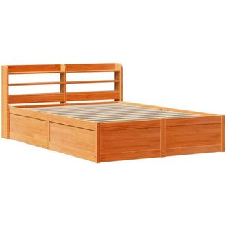 vidaXL Estructura cama con cabecero madera pino marrón cera 140x200 cm vidaXL