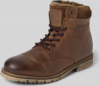 Bugatti Schnürstiefel mit Label-Detail in Taupe, Größe 40