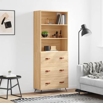 vidaXL Vidaxl - Aparador Alto Madera Contrachapada Color Roble 69,5x34x180 Cm