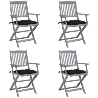 vidaXL Sillas De Jard&iacute;n Plegables 4 Uds Cojines Madera Maciza Acacia Vidaxl