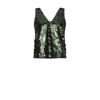 Dante6 Lavelle Pailletten Singlet - Dames - Tops - Groen - Maat: M Satijn