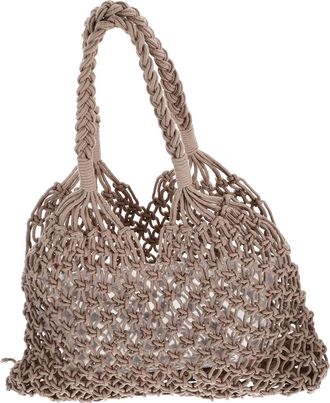 Yarnow Handmade Hollow Out Woven Cotton Shoulder Tote Bag for Women Summer Beach Casual Portable Handbag with Breathable Design for Daily Shopping and Outdoo