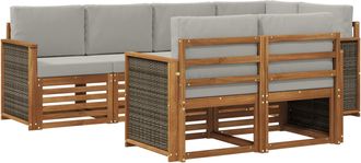 vidaXL Conjunto De Sof&aacute;s De Exterior 7 Uds. Natural Y Gris Claro Vidaxl