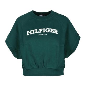 Tommy Hilfiger Sweatshirt - Dames - Sweatshirts - Groen - S - Katoen - Hoodies & sweatvesten