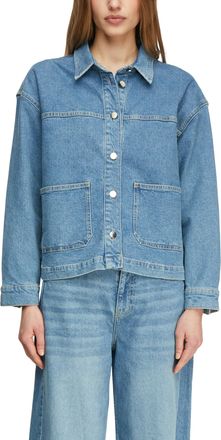 Comma Jeansjacke COMMA, Damen, Gr. 34, blau, Denim/Jeans, Obermaterial: 99% Baumwolle, 1% Elasthan, unifarben, regular fit normal, Manschette, Jacken Jeansj