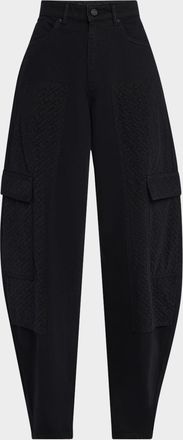 Purple Barrel-Leg Mesh Carpenter Jeans