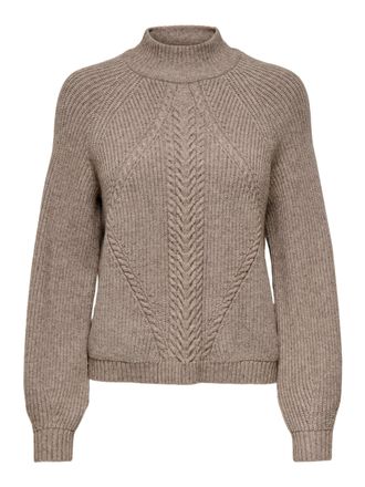 Only Stehkragenpullover ONLY ONLSEA LS DETAIL HIGHNECK ZL KNT, Damen, Gr. M, fungi detail:melange, Strick, Obermaterial: 50% Viskose, 27% Nylon, 23% Polyes