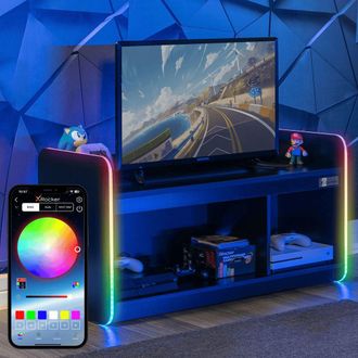 X Rocker Electra TV Unit for up to 42 TVs, Shelves & LED Lights in Black
