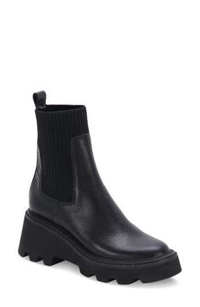 Dolce Vita Hoven H2O Waterproof Platform Lug Sole Bootie in Black Leather H2O at Nordstrom Rack, Size 7