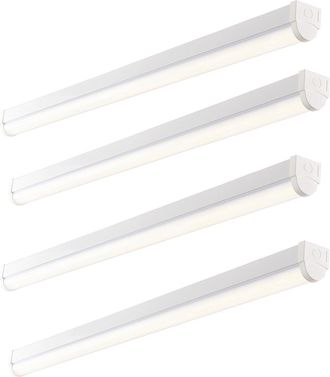 Loops 4 PK 6ft High Lumen Emergency Batten Light - 68.5W Cool White LED - Gloss White