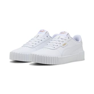 Puma Sneaker PUMA CARINA 3.0, Damen, Gr. 37,5, weiss (puma wei&szlig;, puma gold), Leder, Schuhe Sneaker