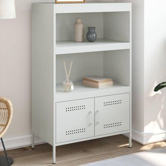 Berkfield Home Highboard White 68x39x113 cm Steel | Size: 68 x 39 x 113 cm