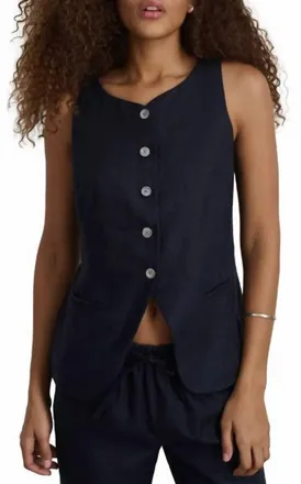 Alex Mill Anna Liv Linen Vest In Black