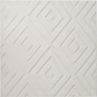 Beliani Alfombra Cuadrada Decorativa De Jacquard 160 Cm Blanco Crema Borah