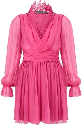 Alberta Ferretti Korte jurk met V-hals - Dames - Korte kleedjes - Roze - S - Kleedjes