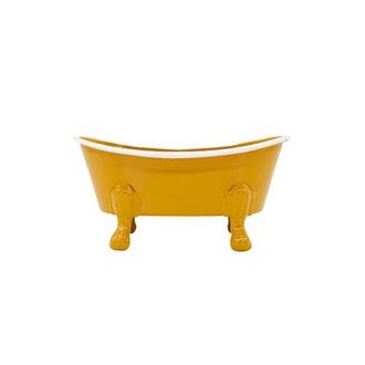 Foreside Home And Garden Mustard Enamel Bathtub Soap Dish Planter Metal in Yellow at Nordstrom