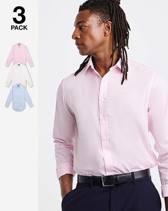 Jacamo 3 Pack Long Sleeve Formal Shirt