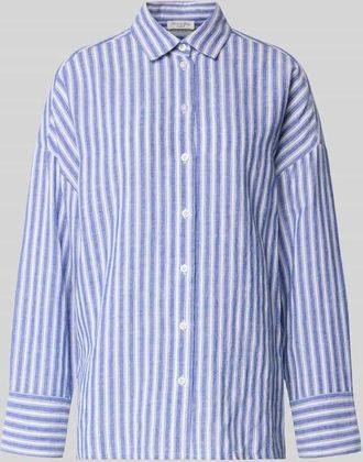 Christian Berg Relaxed Fit Leinenbluse mit &uuml;berschnittenen Schultern in Dunkelblau, Gr&ouml;&szlig;e 34