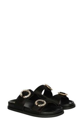 SaintG Ishie Genuine Calf Hair Slide Sandal in Black at Nordstrom Rack, Size 5-5.5Us / 36Eu