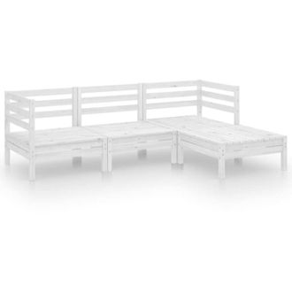 vidaXL Juego de muebles de jardín 4 piezas madera maciza pino blanco Vidaxl