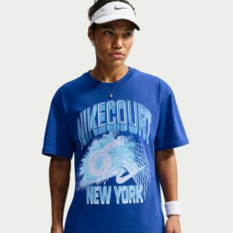 Nike Womens Court Slam Tennis T-Shirt in Blue | IO0930-417
