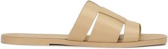 Kazar Beige leren slippers met een minimalistisch ontwerp - Dames - Sandalen - Beige - 36 EU - Leer - Schoenen