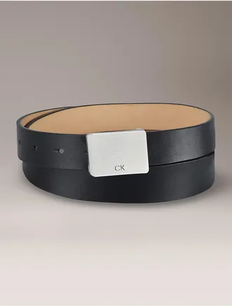 Calvin Klein Mens Smooth Plaque Belt - Black - XL
