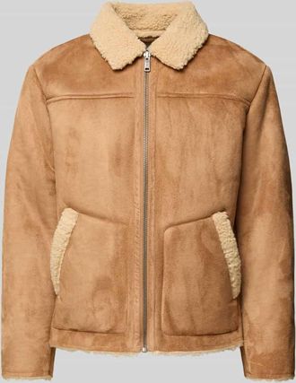 Review Jacke mit Reißverschluss in Mittelbraun, Größe XXL