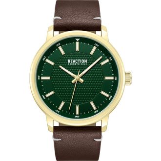 Kenneth Cole Reaction Classic Black Strap Watch, 44mm in Dark Brown at Nordstrom Rack