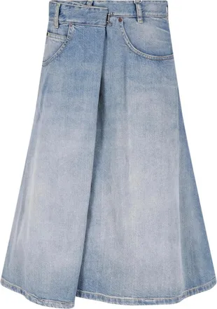 Maison Margiela Midi Denim Skirt with Classic Five-Pocket Design and Belt Loops