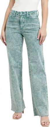 Judy Blue High-Waisted Garment-Dyed Raw Hem Dad Jeans In Sea Green