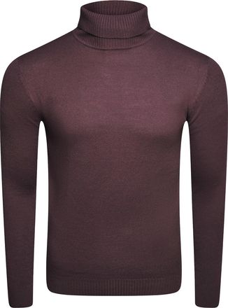 Soul Star Mens Jumper Turtle Neck Light Weight Sweatshirt High Neck Pullover Sweater Knitwear for Men, Plum, Size- XXL