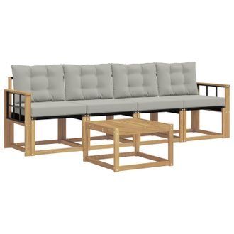 vidaXL Conjunto De Sof&aacute;s De Exterior 5 Pcs Blanco Y Gris Claro Vidaxl