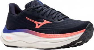 Mizuno Womens Wave Sky Nine Sneaker In Odyssey Grey Striking Coral