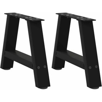 vidaXL Vidaxl - Patas Para Mesa De Centro En Forma De A (2 Unidades), Color Negro, 50 X (30-31) Cm, Acero