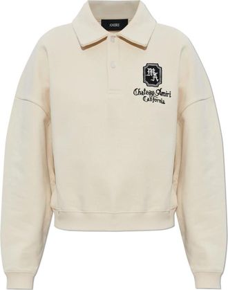 Amiri Logo Polo Sweatshirt - Dames - Sweatshirts - Beige - S - Katoen - Hoodies & sweatvesten