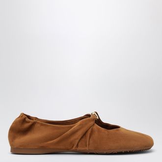 Loewe Ballerine Pebble Soft in pelle scamosciata tan