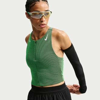 Nike Womens AeroSwift Dri-FIT ADV Cropped Running Tank Top with Pockets in Green | IM7561-336