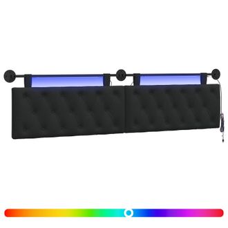 vidaXL Cabecero Colgante Con Luz Led Negro Tela Vidaxl