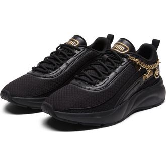 Puma Softride Cyra Bling Ring Sneaker in Puma Black/Puma Black/Gold at Nordstrom Rack, Size 8