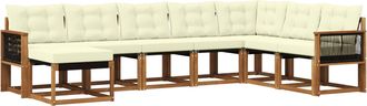 vidaXL Conjunto De Sof&aacute;s De Exterior 8 Uds. Natural Y Crema Vidaxl