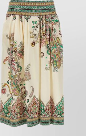 Etro paisley print cotton pleated midi skirt