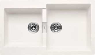 Roca Roca - Fregadero Reversible De 2 Cubetas De Quarzex Color: Blanco - Medidas: 860x500x200 Mm