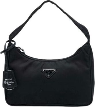 Prada Pre-owned Shoulder Bags, female, Black, Size: ONE SIZE Pre-owned Vintage Nylon Shoulder Bag