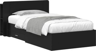 vidaXL Estructura De Cama Con Almacenamiento Negro 75 X 190 Cm Vidaxl